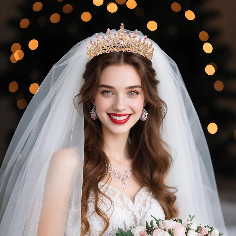 Kamirola Tiaras and Crowns for Women,Tiaras Earrings Necklace, Crystal Bridal Jewelry Set, Costume Party Halloween Prom Pageant Jewelry for Women (TR28) - Image 2